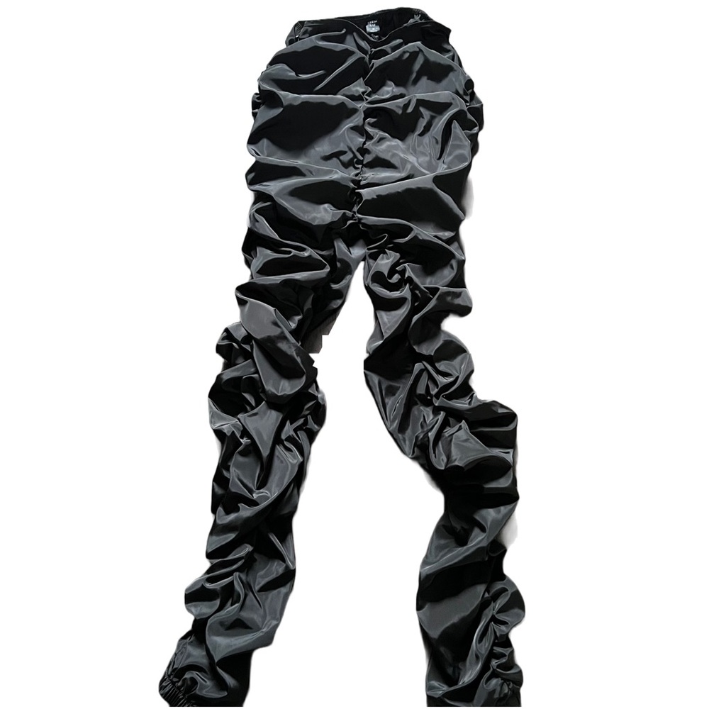 NWOT SHEIN BAE BLACK RUCHED FULL LENGTH LEGGINGS WITH HIDDEN ZIPPER SIZE XS